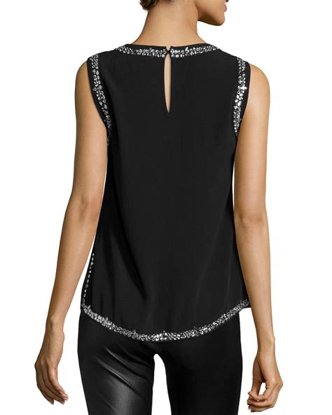 michael kors sleeveless black top|michael kors elastic waist top.